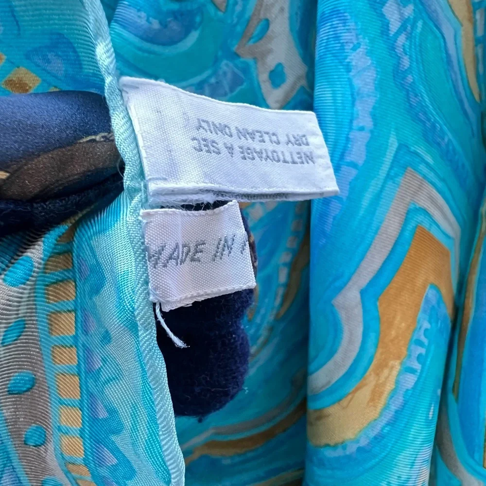 Auth DIOR Silk Scarf • Monet Aquamarine RARE Retrograde Watercolor Authentic